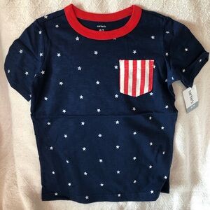 NEW Blue Stars & Stripes Tee Shirt Boys Size 4/5